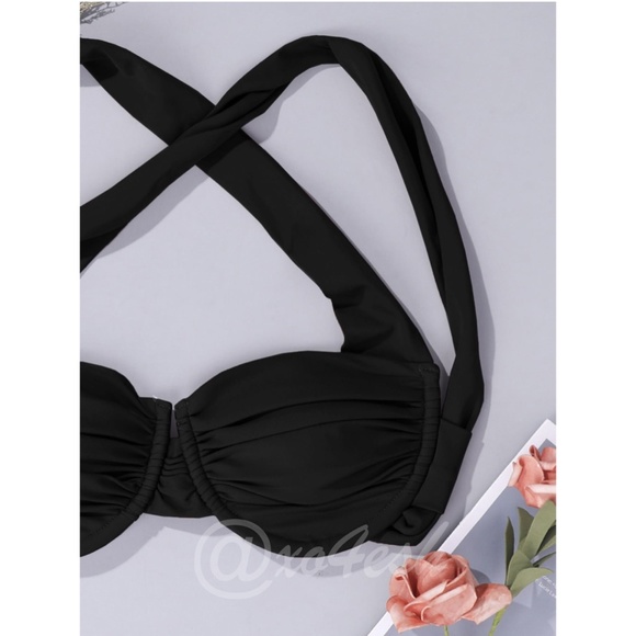 Black Push Up Swim Bra Top - Picture 4 of 7